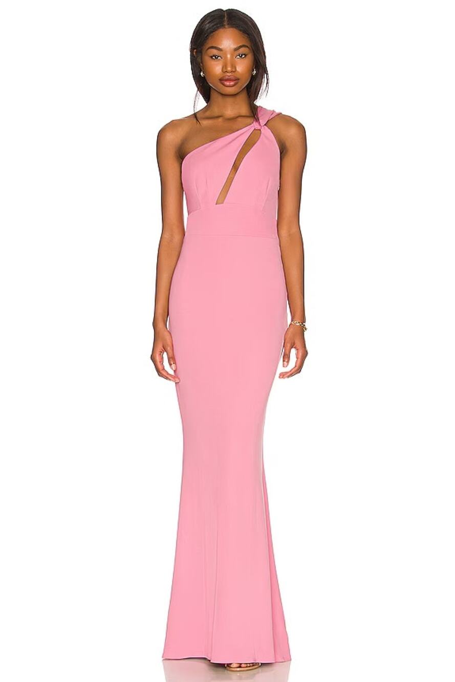 NWT Katie May Edgy One Shoulder Mermaid Formal Gown Bubblegum Pink Women's M